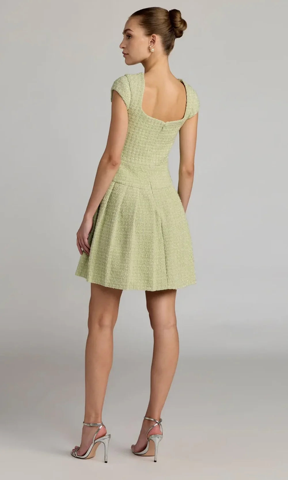 Mac Duggal 56373 - Pearl Button Textured Boucle Cocktail Dress In Green