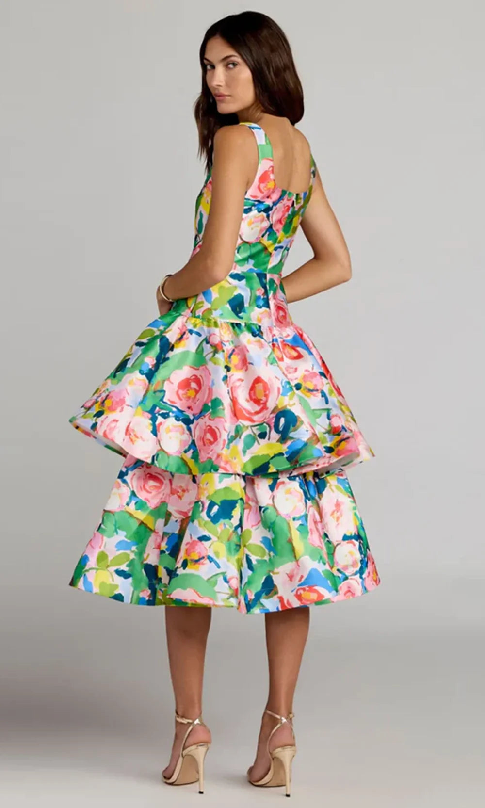 Ieena Duggal 56414 - Printed Mikado Tiered A-Line Dress Prom Dresses in Blue and Multi