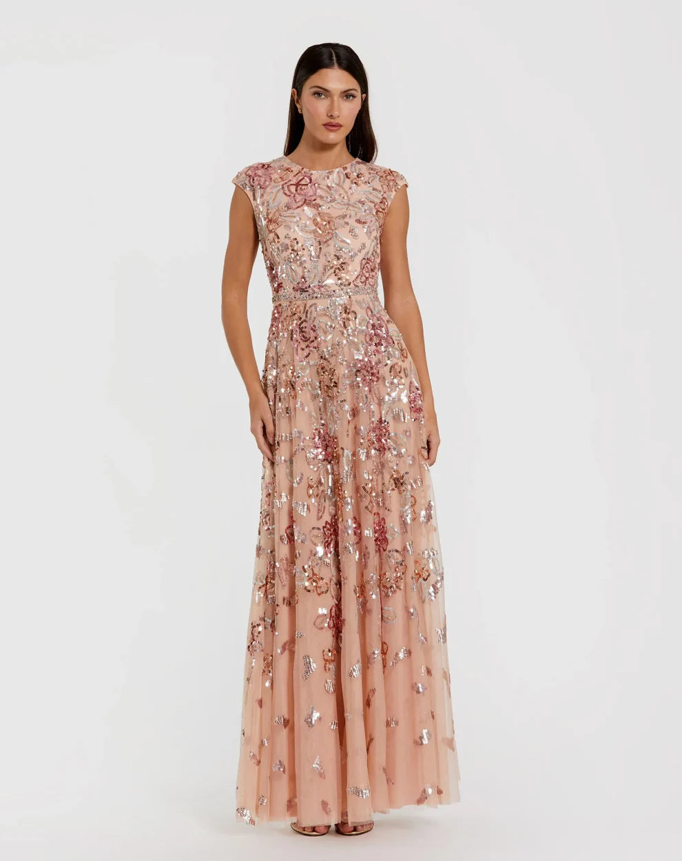 Mac Duggal 5647 - Sequined Jewel Neck Evening Gown