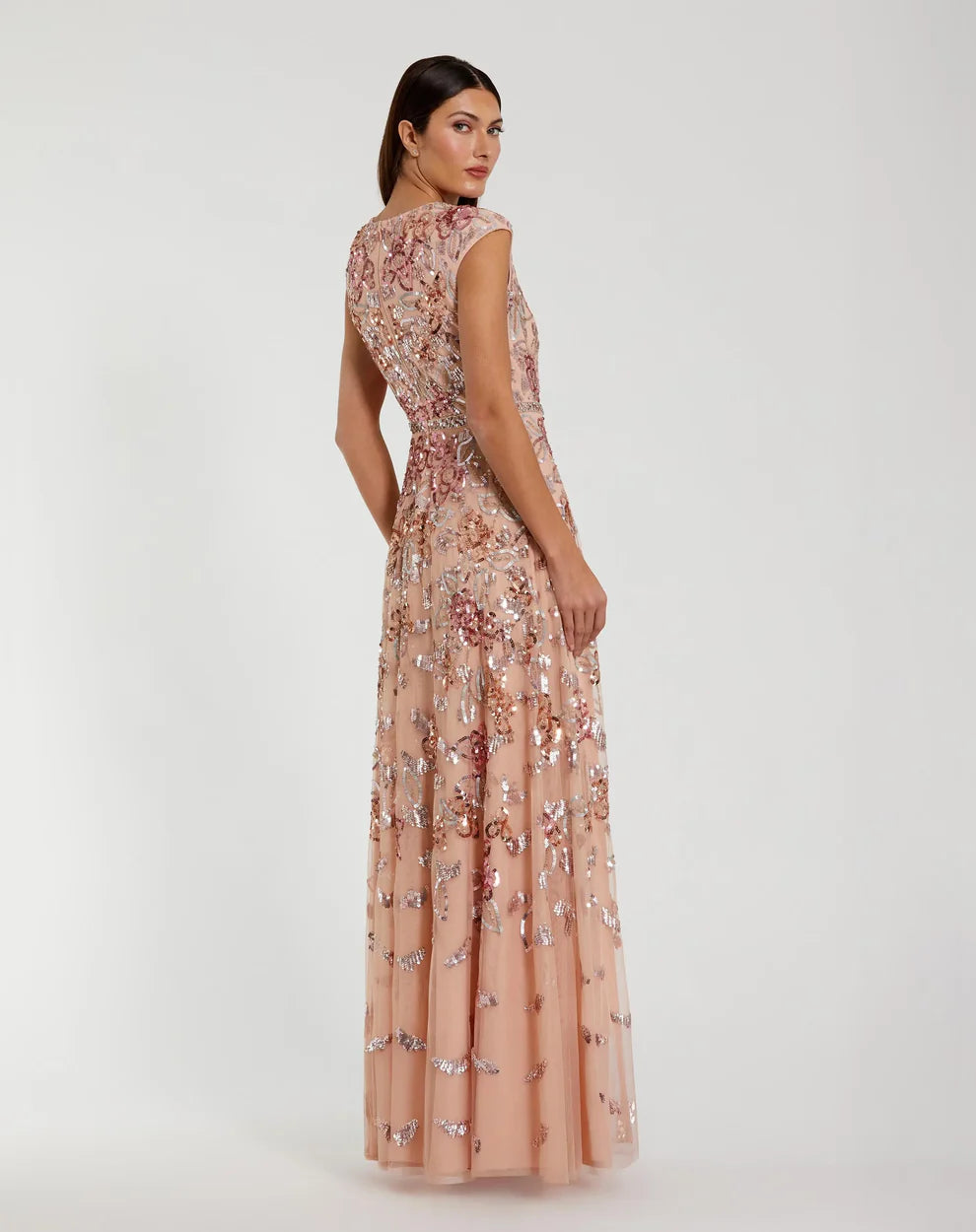 Mac Duggal 5647 - Sequined Jewel Neck Evening Gown