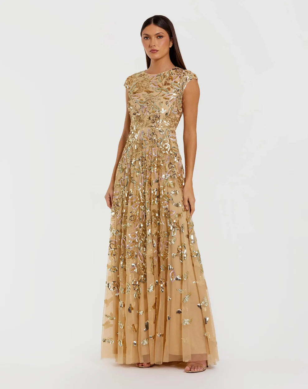 Mac Duggal 5647 - Sequined Jewel Neck Evening Gown
