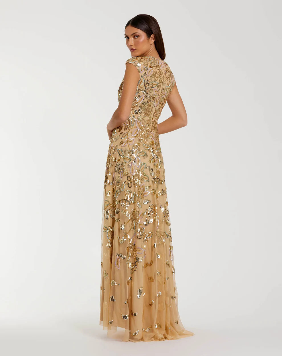 Mac Duggal 5647 - Sequined Jewel Neck Evening Gown