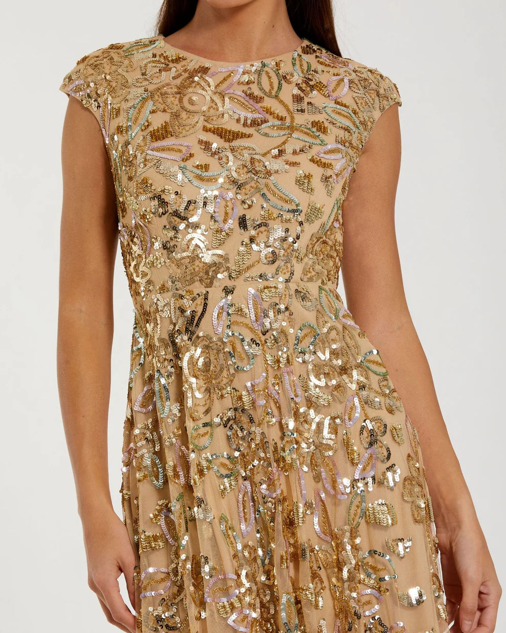 Mac Duggal 5647 - Sequined Jewel Neck Evening Gown