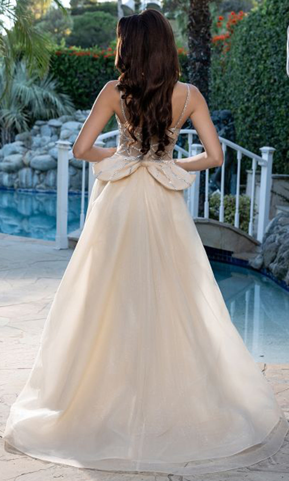 May Queen RQ8234 - Geometric Beaded Corset Evening Gown with Overskirt