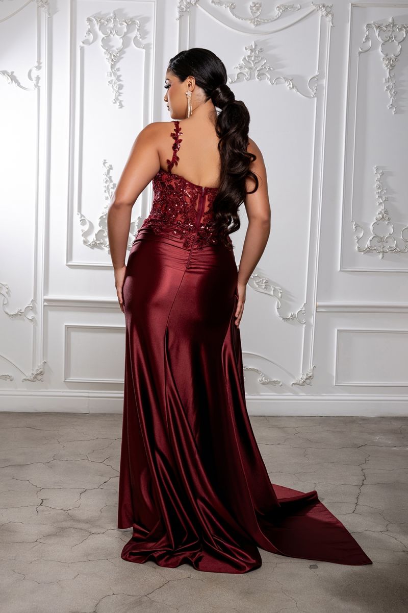 May Queen MQ2145 - Scoop Neck Embellished Sheath Gown