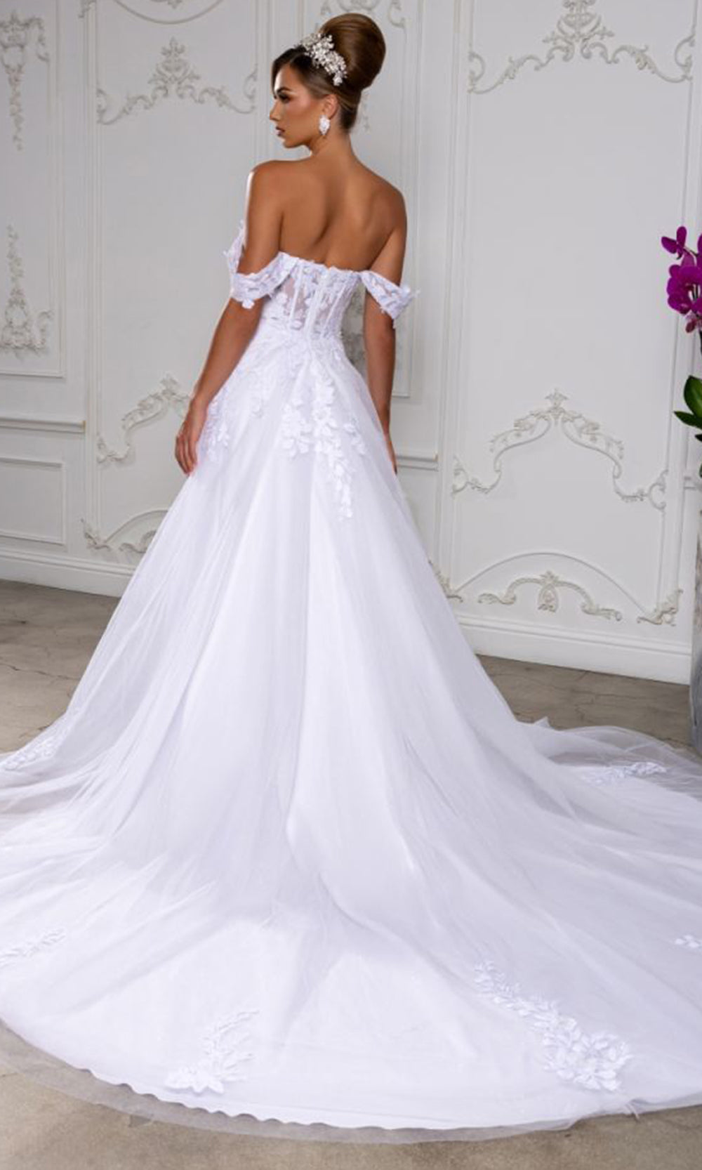 May Queen RQ8275 - Illusion Plunge Embroidered Wedding Dress Wedding Dresses in White 