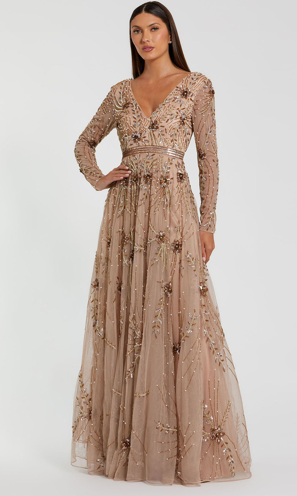 Mac Duggal 6086 - Fully Beaded A-Line Evening Gown Mother of the Bride Dresses