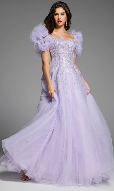 Jovani 61026 - Square Neck Beaded Tulle Gown Formal Gowns