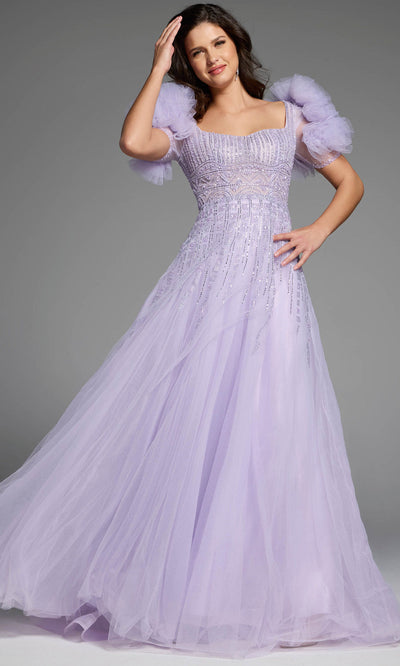 Jovani 61026 - Square Neck Beaded Tulle Gown Formal Gowns