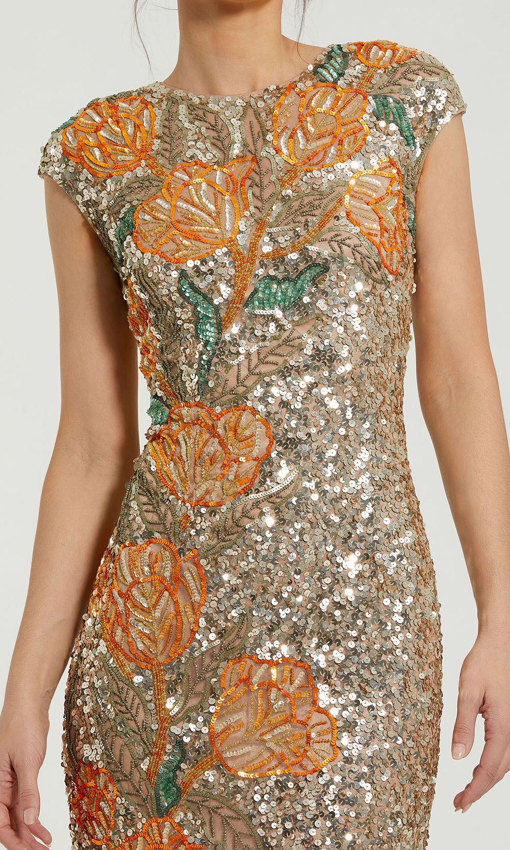 Mac Duggal 6121 - Cap Sleeve Allover Sequin Evening Gown Formal Gowns