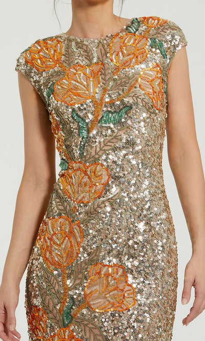 Mac Duggal 6121 - Cap Sleeve Allover Sequin Evening Gown Formal Gowns