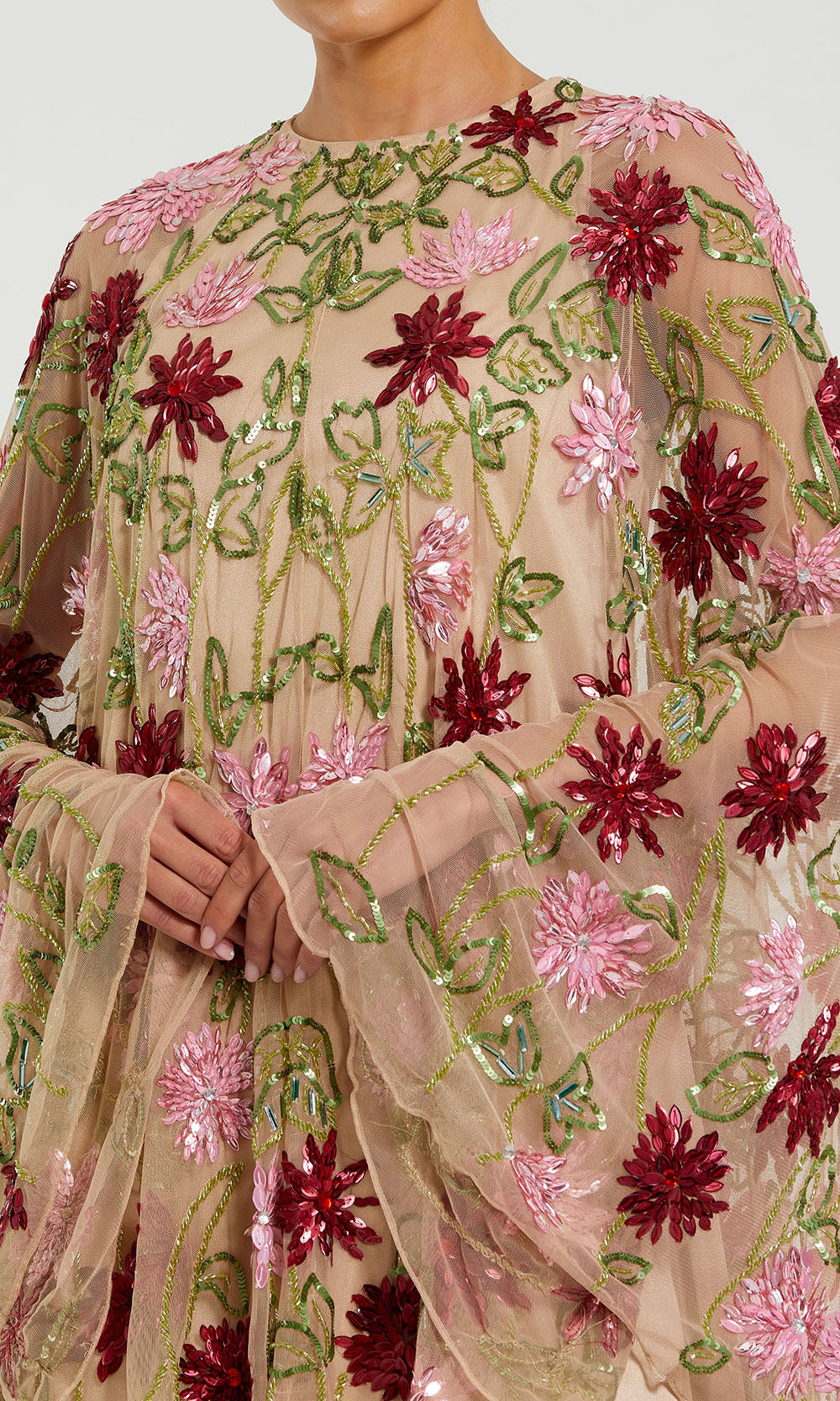 Mac Duggal 6123 - Cape Sleeve Beaded Mesh Cocktail Dress Homecoming Dresses