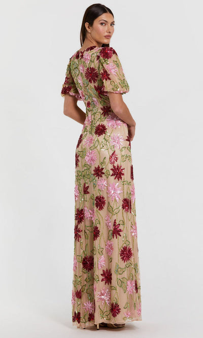 Mac Duggal 6125 - Beaded Mesh Puff Sleeve Gown Mother of the Bride Dresses