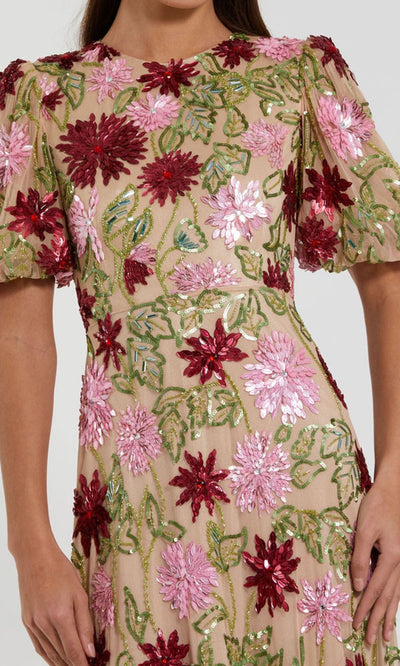 Mac Duggal 6125 - Beaded Mesh Puff Sleeve Gown Mother of the Bride Dresses