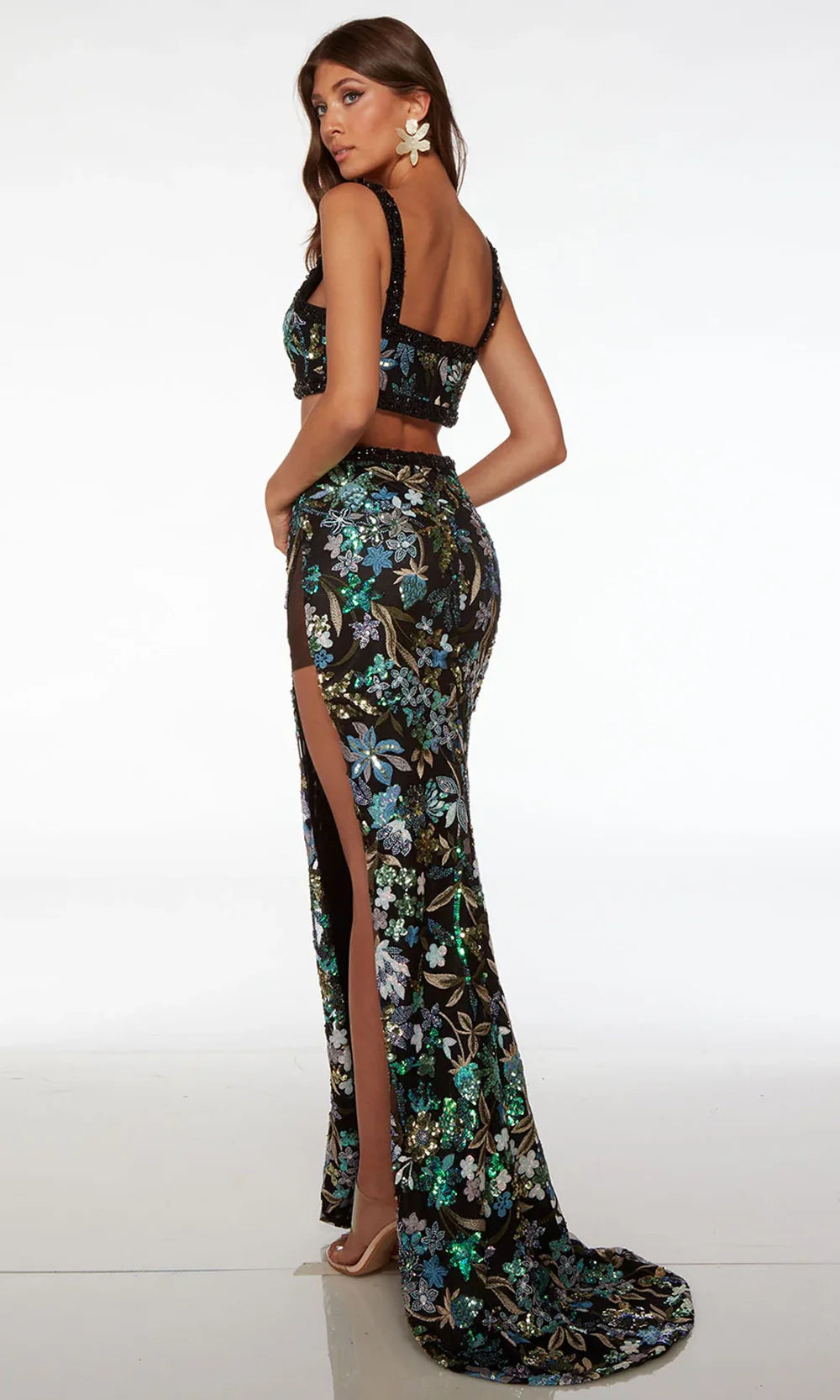 Alyce Paris 61689 - Sequined V-Neck Fitted Dress with Slit Evening Dresses