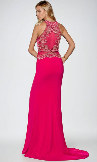 Juliet Dresses 617 - High Slit Halter Evening Gown Prom Dresses