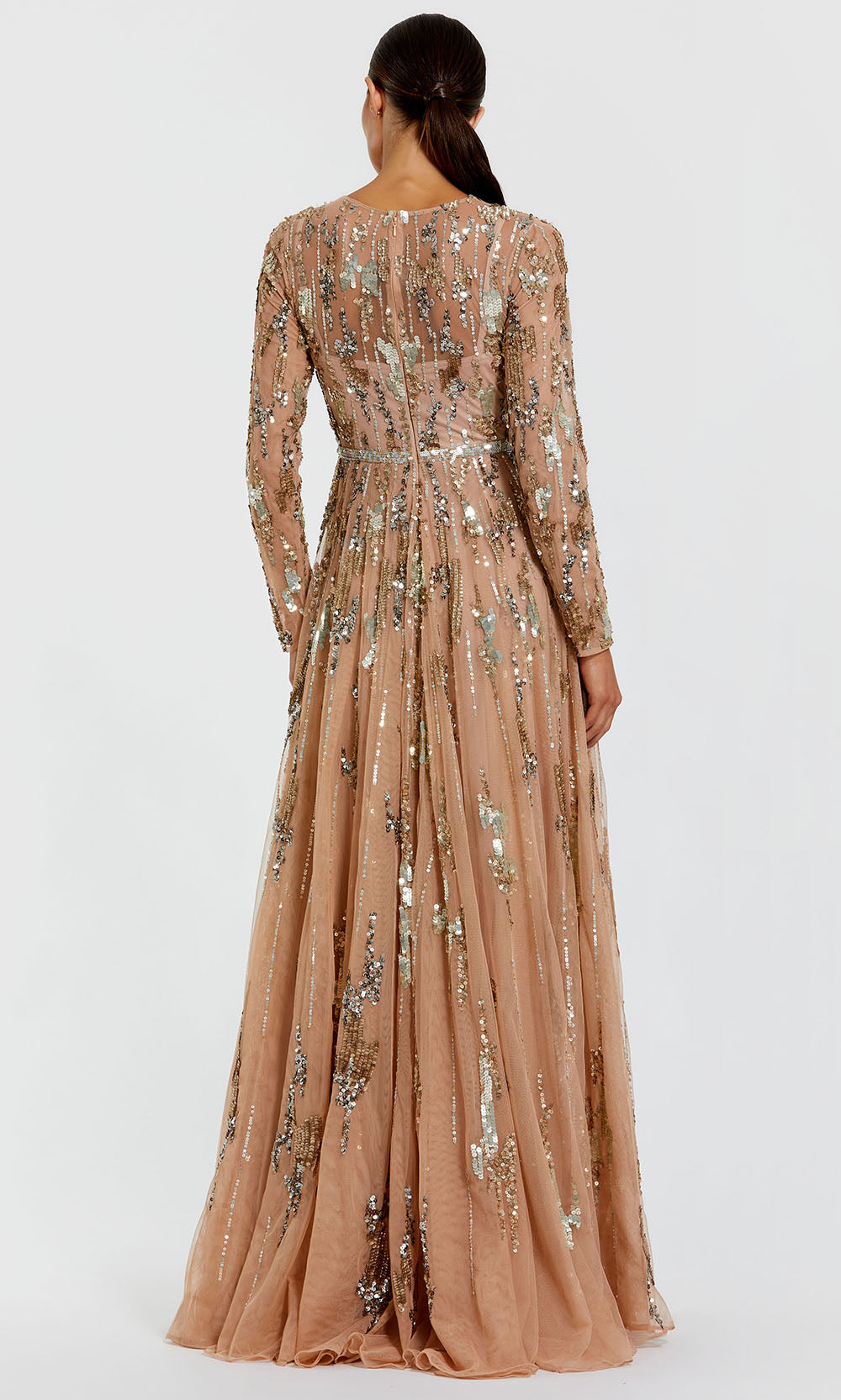 Mac Duggal 6181 - Long Sleeve Sequin Evening Gown Mother of the Bride Dresses in Brown