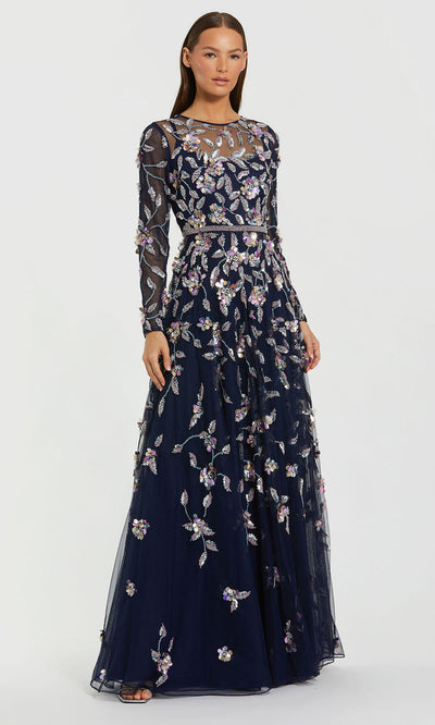 Mac Duggal 6183 - Illusion Jewel Embellished A-Line Gown Mother of the Bride Dresses