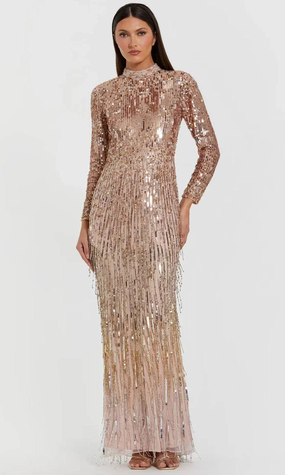 Mac Duggal 6187 - Long Sleeve Sparkling Evening Gown Formal Gowns