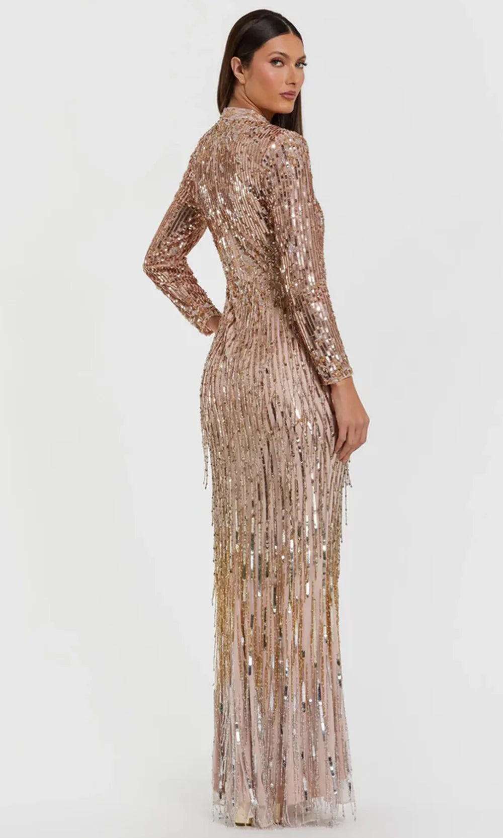 Mac Duggal 6187 - Long Sleeve Sparkling Evening Gown Formal Gowns