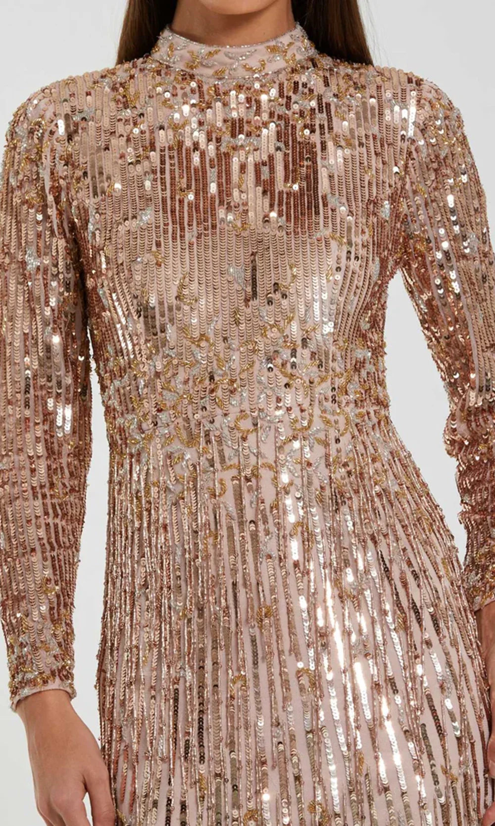 Mac Duggal 6187 - Long Sleeve Sparkling Evening Gown Formal Gowns