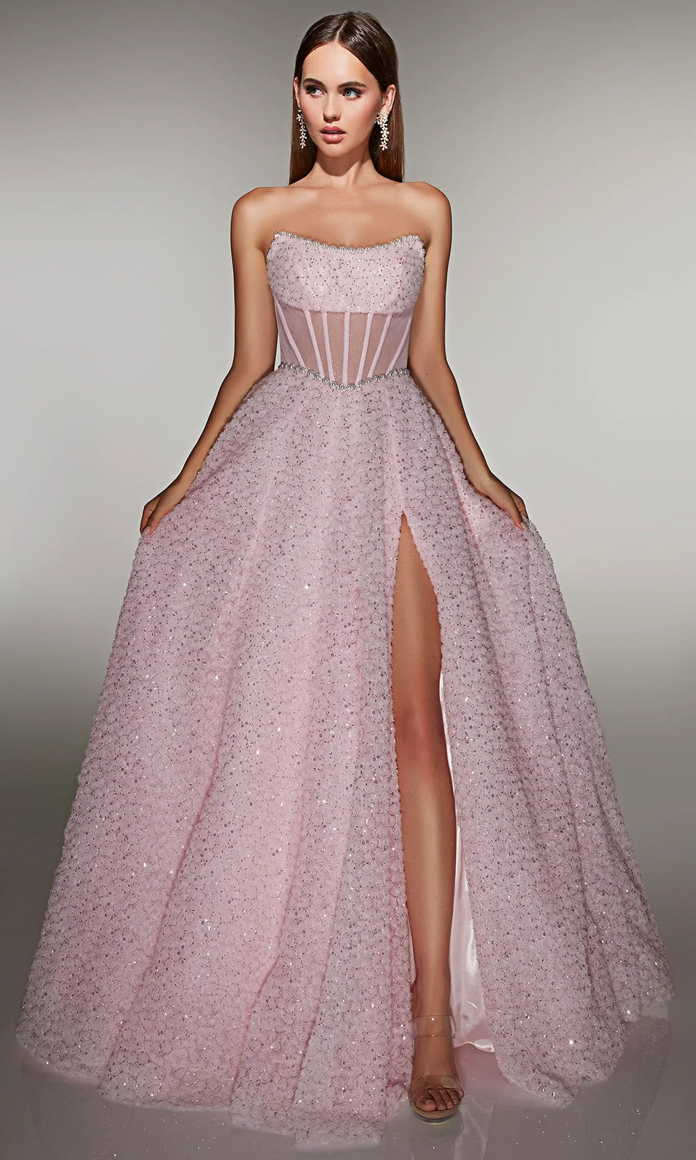 Alyce Paris 61982 - Sequined Ballgown with High Slit Ball Gowns