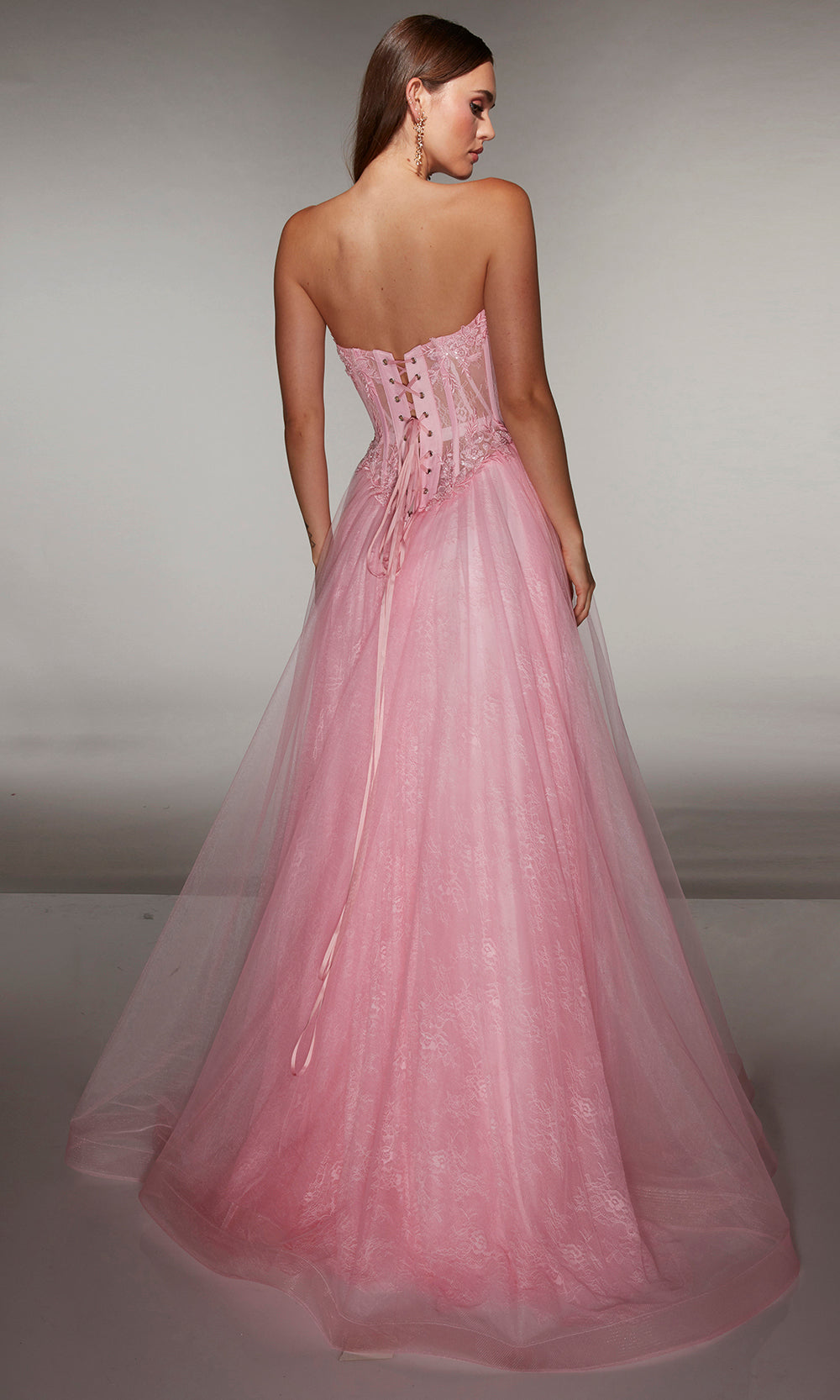 Alyce Paris 61984 - Floral Applique Lace Up A Line Dress Ball Gowns