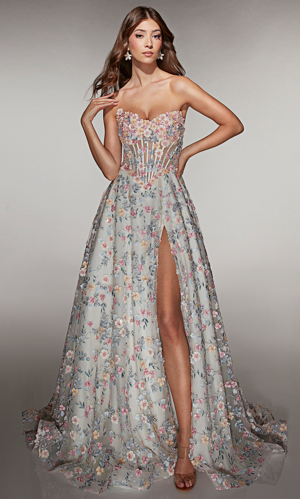 Alyce Paris 61986 - Strapless Boned Bodice Gown with Slit Prom Dresses