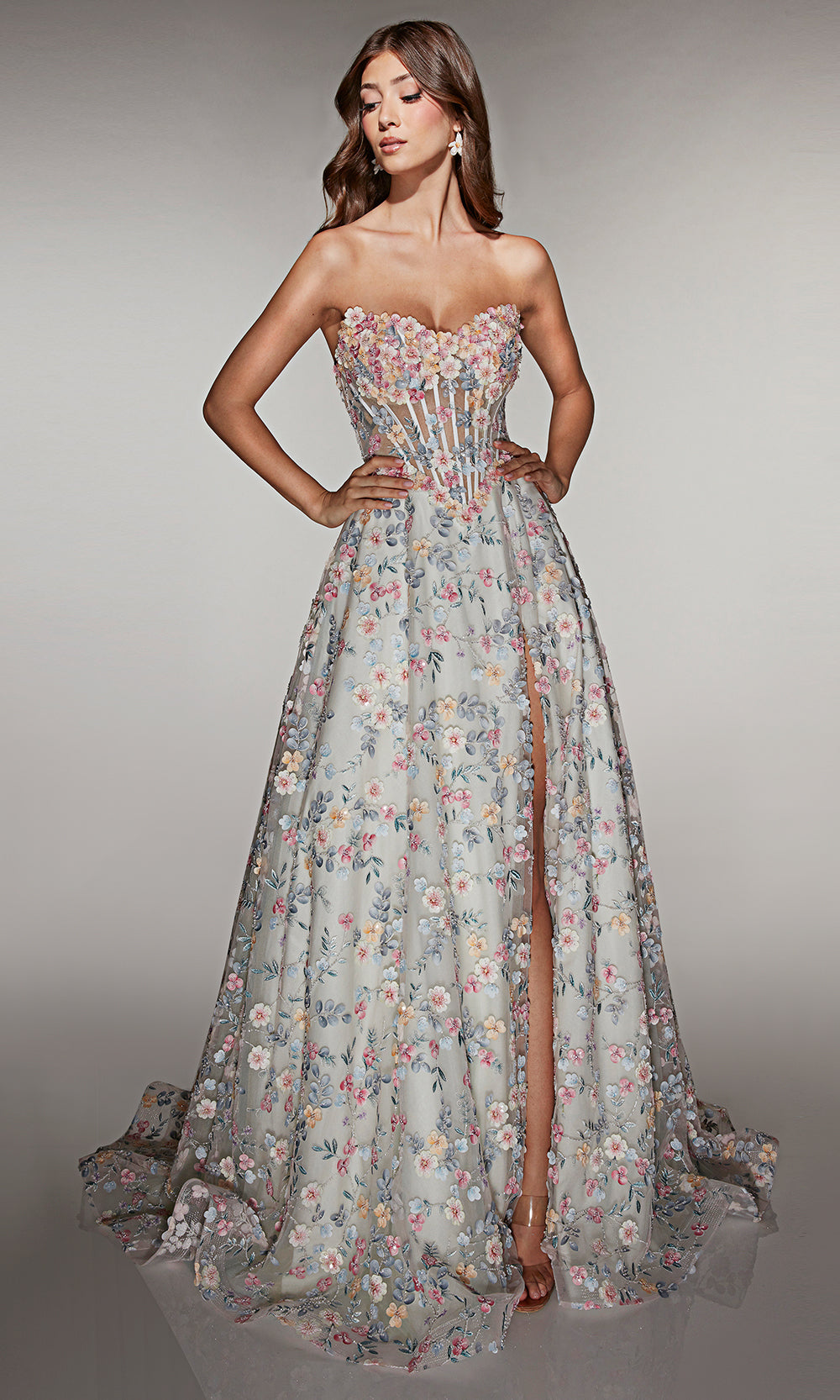Alyce Paris 61986 - Strapless Boned Bodice Gown with Slit Prom Dresses