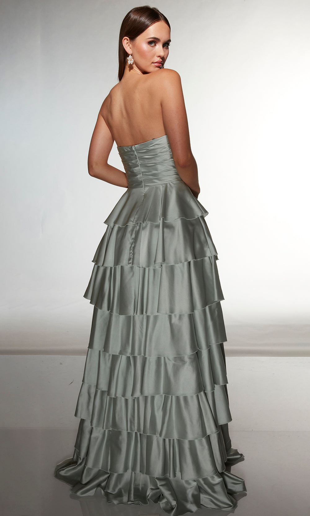 Alyce Paris 61987 - Strapless A-Line Ruffle Gown With Slit Prom Dresses
