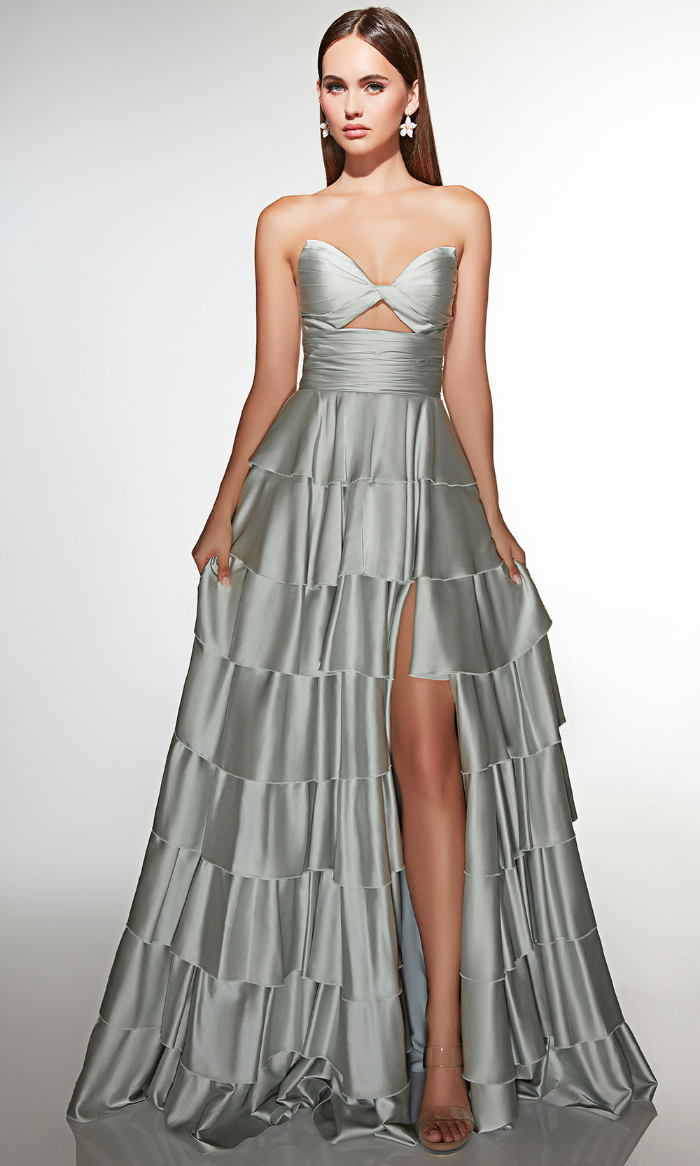 Alyce Paris 61987 - Strapless A-Line Ruffle Gown With Slit Prom Dresses