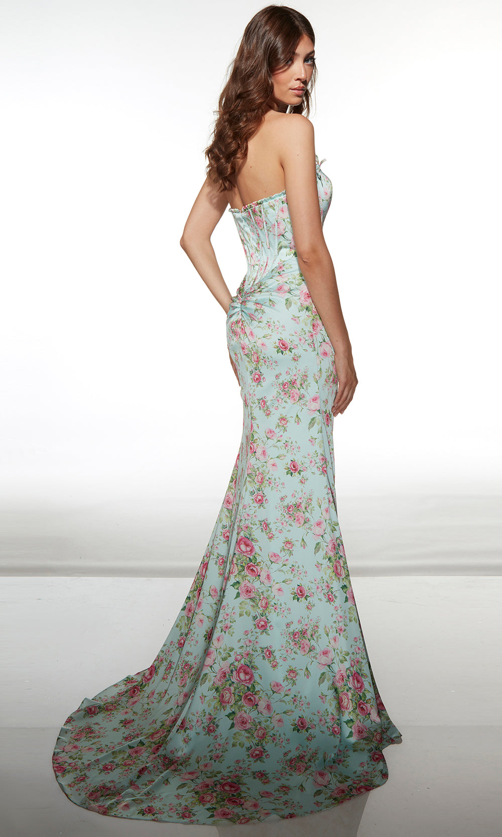 Alyce Paris 61992 - Strapless Floral Dress with Corset Bodice Prom Dresses