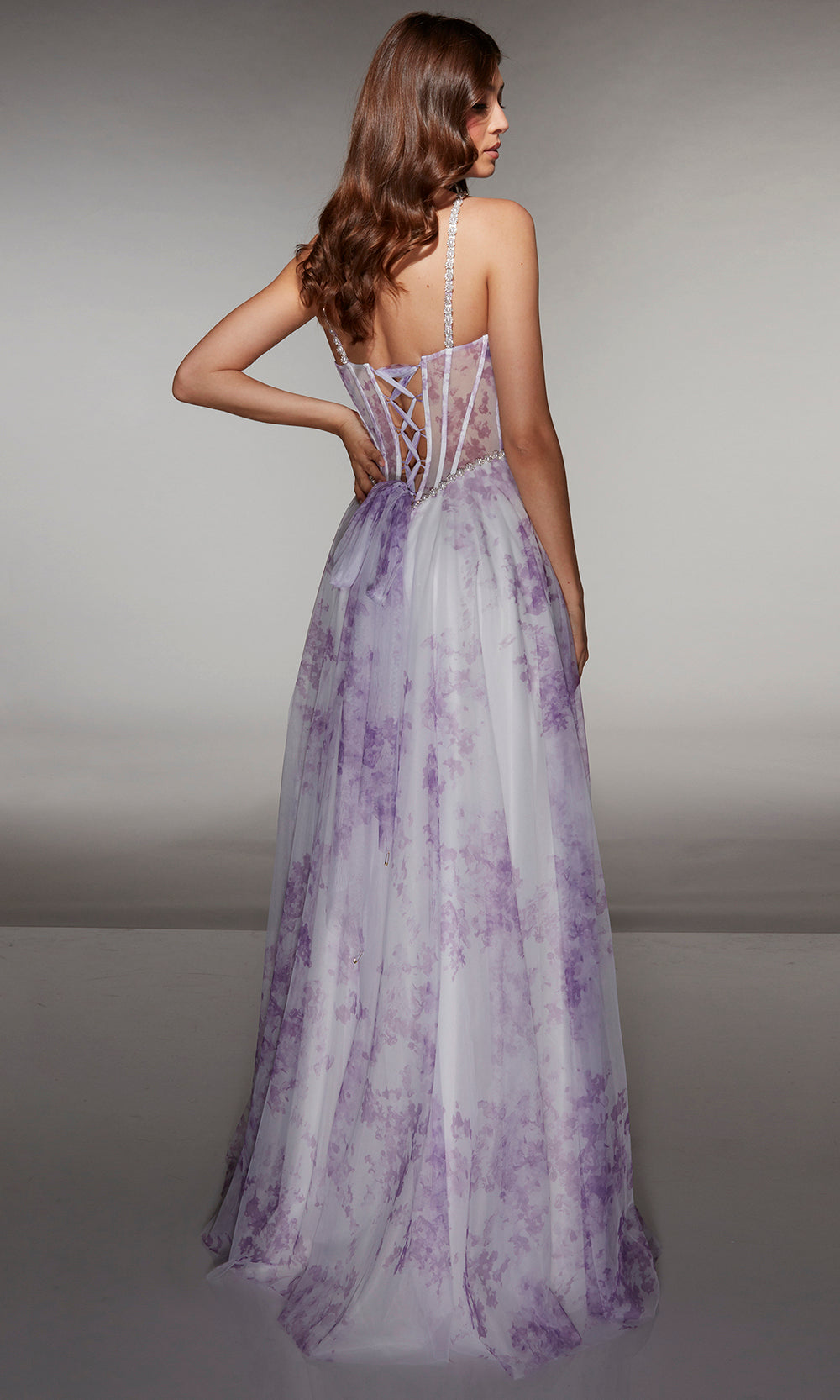 Alyce Paris 61994 - Printed A line dress with beaded straps Prom Dresses