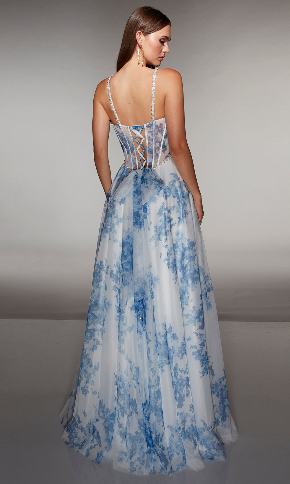 Alyce Paris 61994 - Printed A line dress with beaded straps Prom Dresses