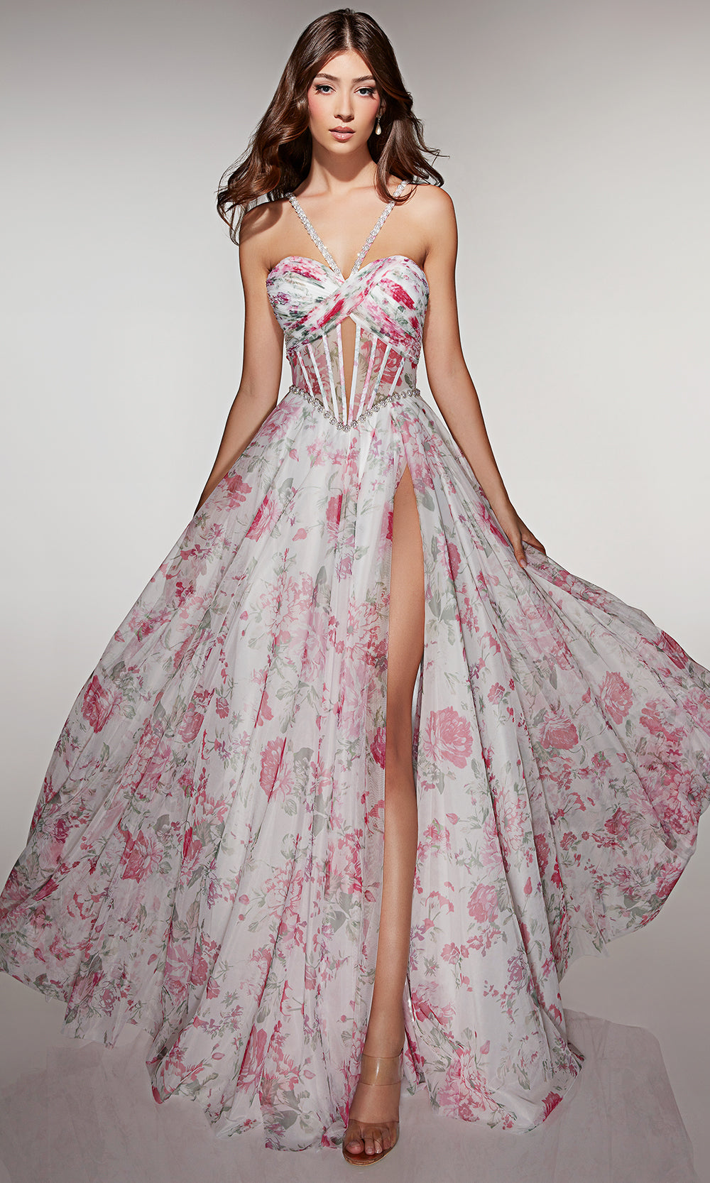 Alyce Paris 61994 - Printed A line dress with beaded straps Prom Dresses