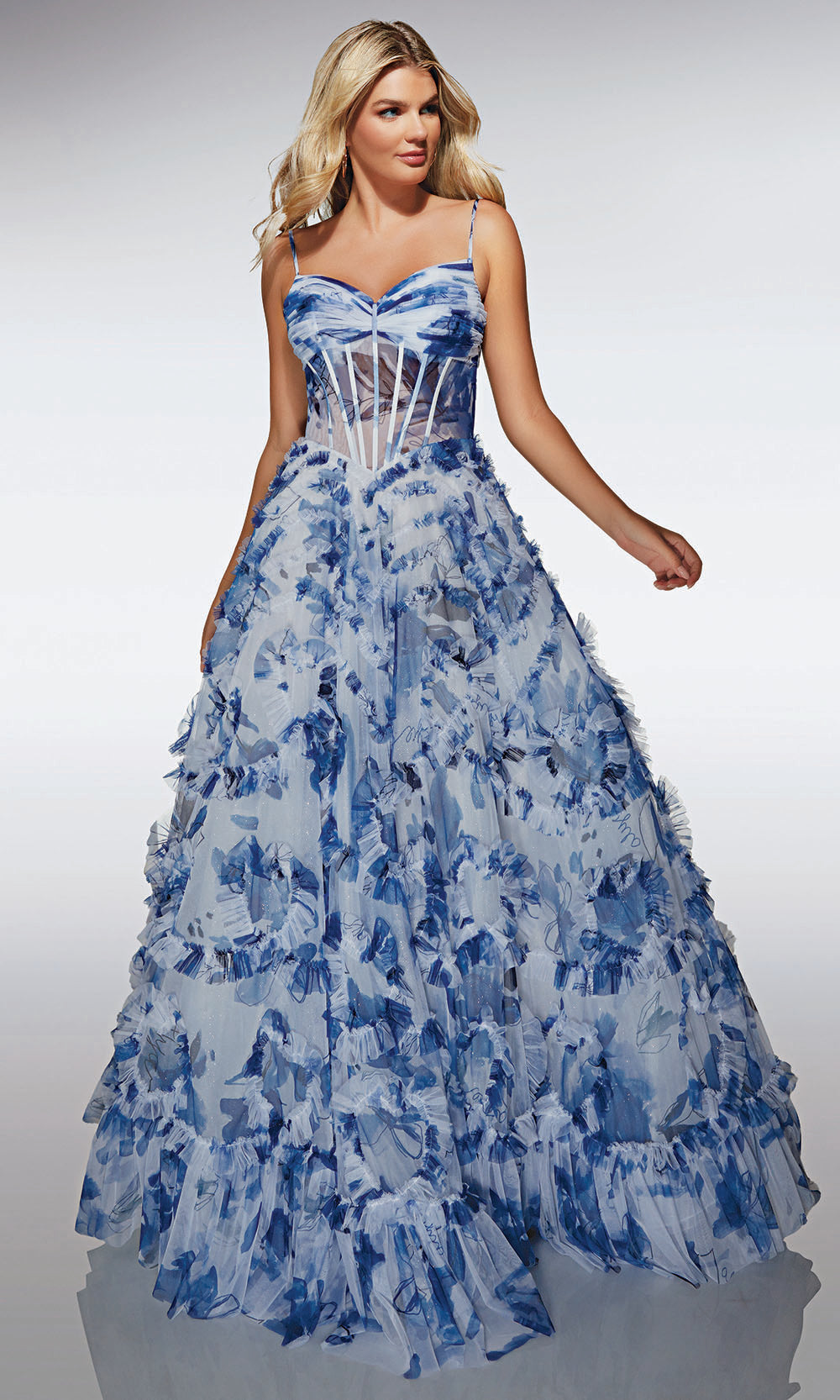 Alyce Paris 62003 - Layered A Line Dress with Lace Up Back Prom Dresses