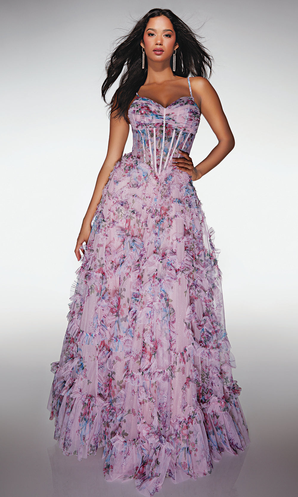 Alyce Paris 62003 - Layered A Line Dress with Lace Up Back Prom Dresses