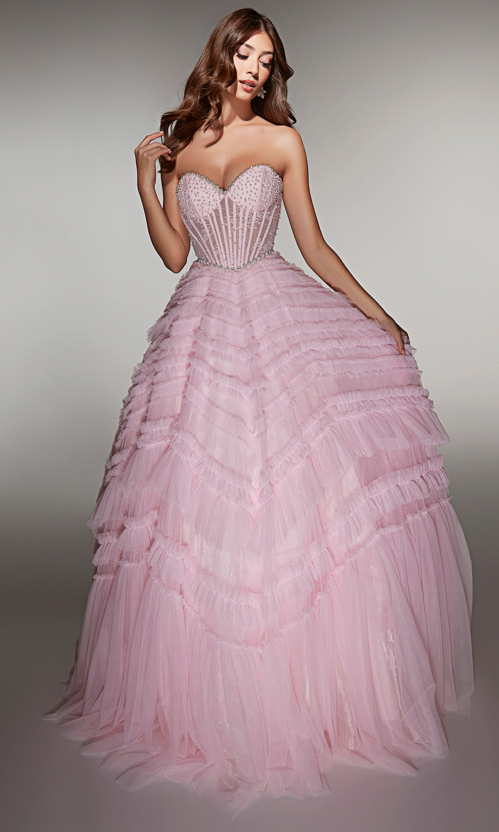 Alyce Paris 62007 - Beaded Corset Lace Up Ball Gown Prom Dresses