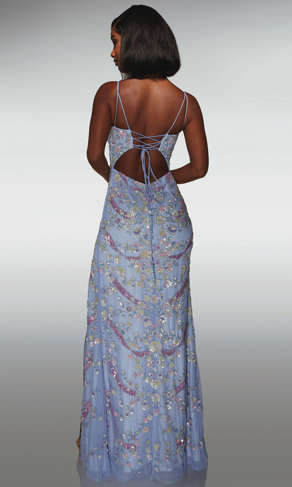 Alyce Paris 62016 - Sequin Floral Gown with Lace Up Back Prom Dresses