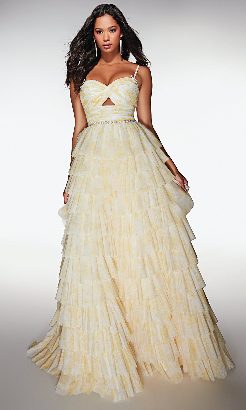 Alyce Paris 62018 - Ruffled Gown with Cutout and Beaded Waist Prom Dresses