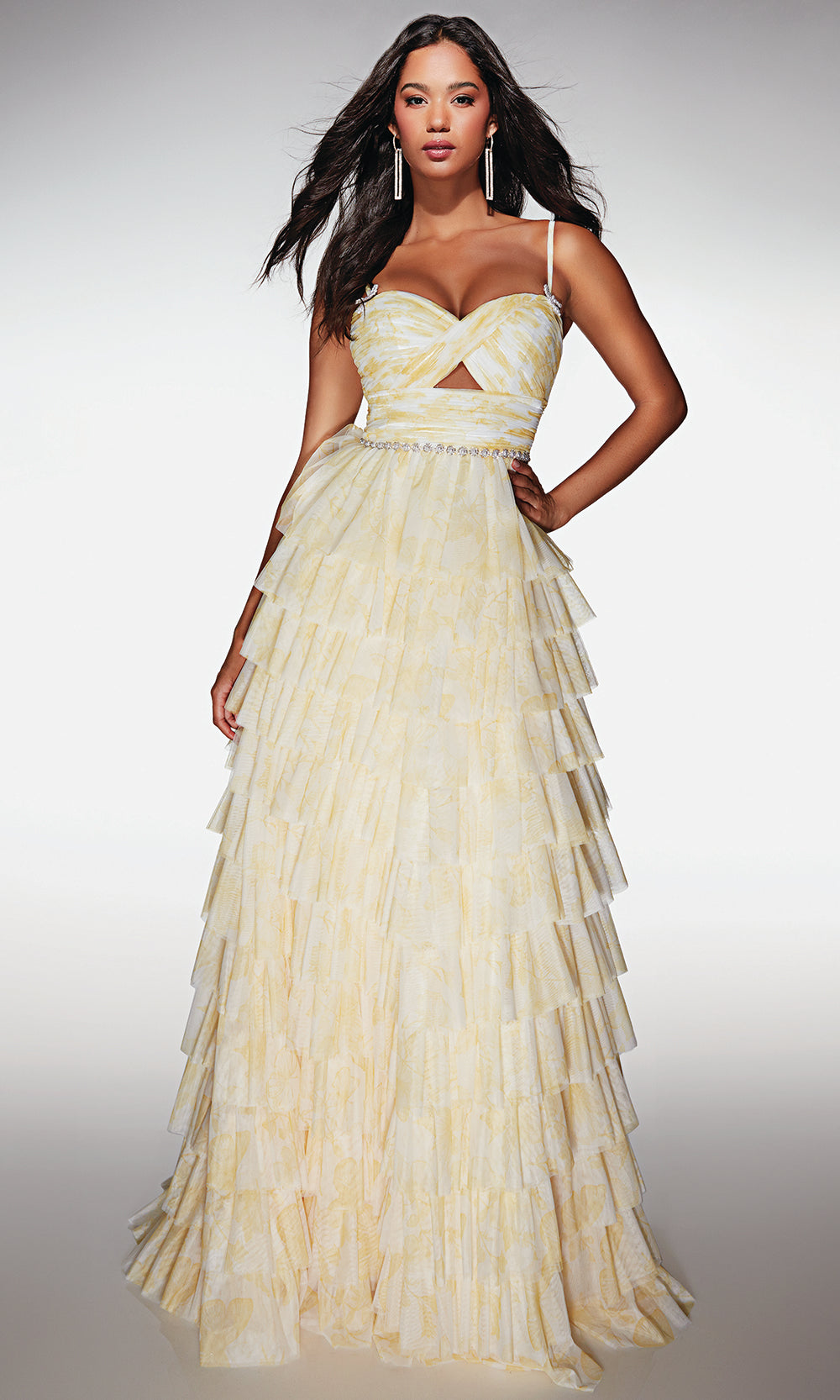 Alyce Paris 62018 - Ruffled Gown with Cutout and Beaded Waist Prom Dresses