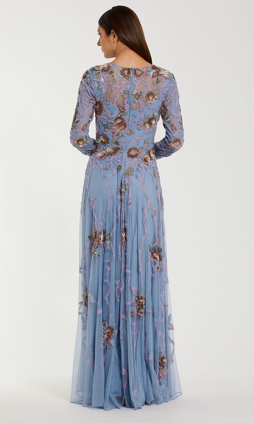 Mac Duggal 6202 - A-Line Skirt Floral Beaded Evening Gown Mother of the Bride Dresses in Blue
