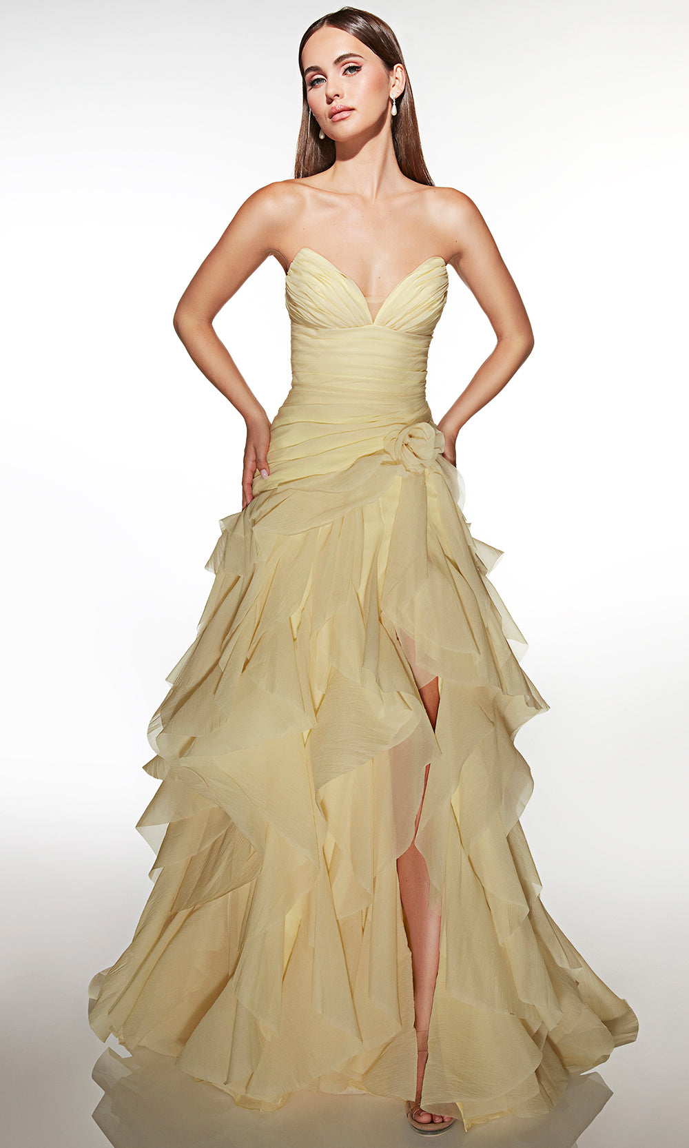 Alyce Paris 62024 - Ruched Strapless Gown With Cascading Skirt Prom Dresses
