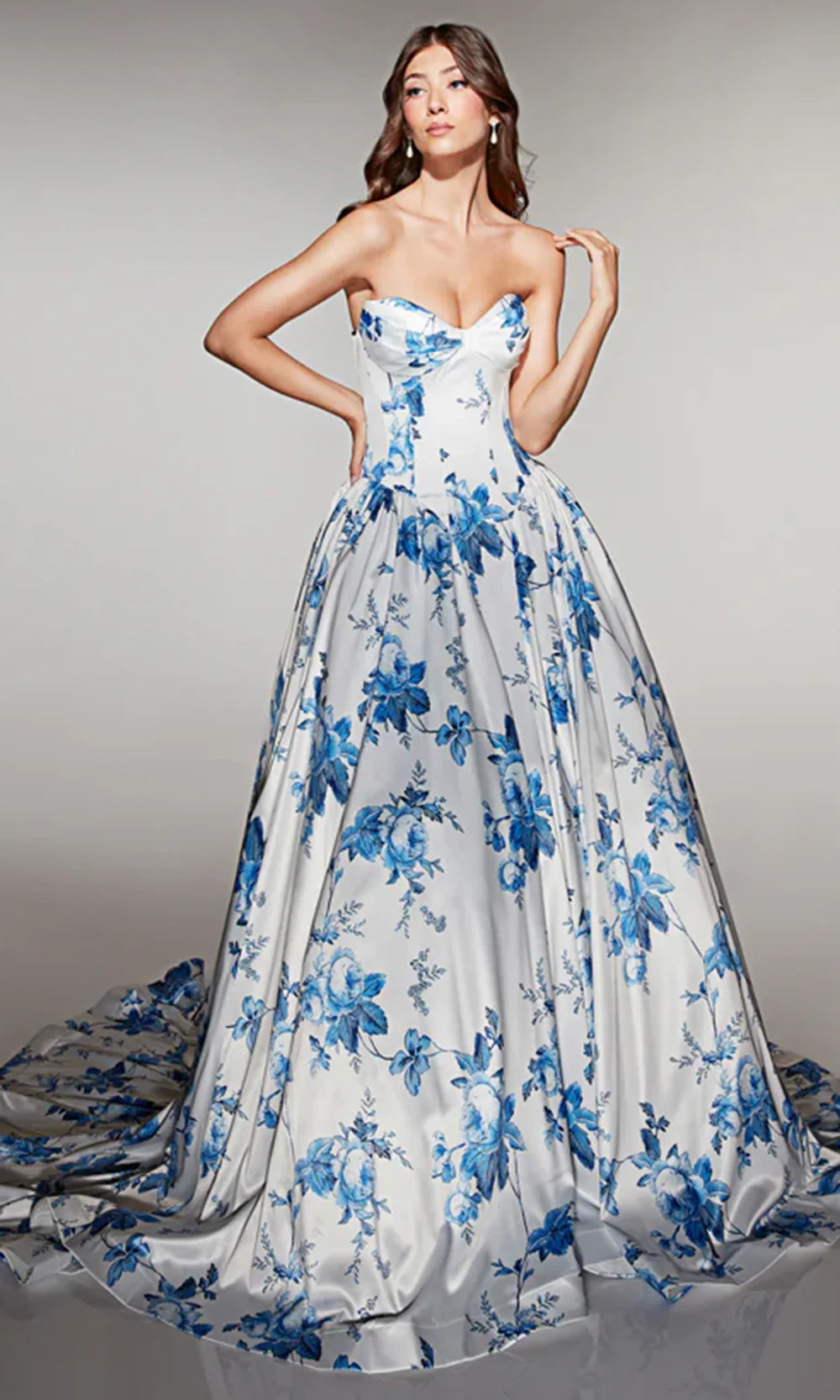Alyce Paris 62026 - Strapless Printed Ball Gown with Corset Bodice Prom Dresses