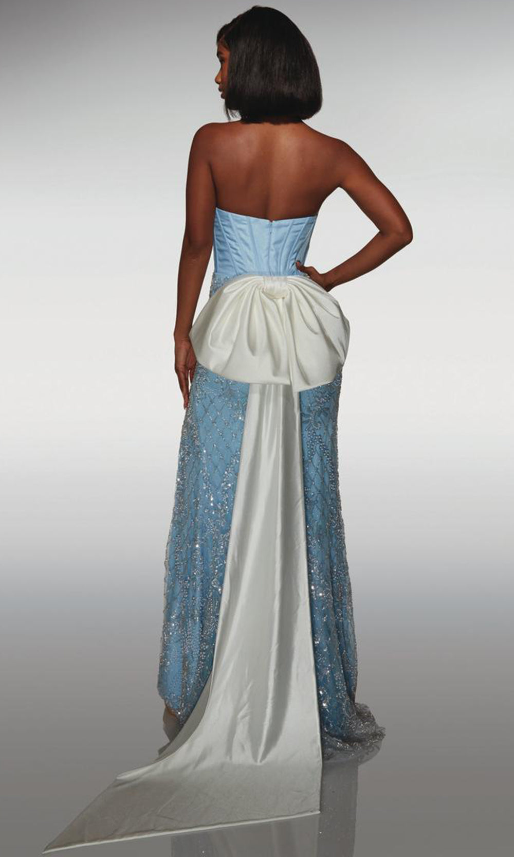 Alyce Paris 62031 - Beaded corset gown with detachable bow and slit Prom Dresses