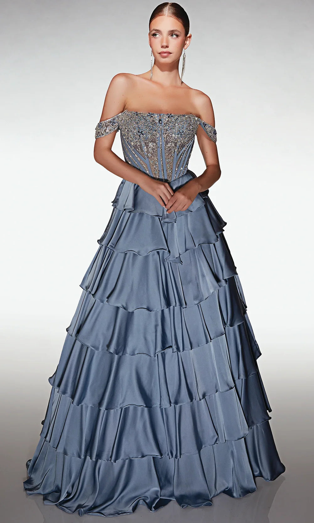 Alyce Paris 62035 - Corset Bodice Tiered Evening Dress Prom Dresses