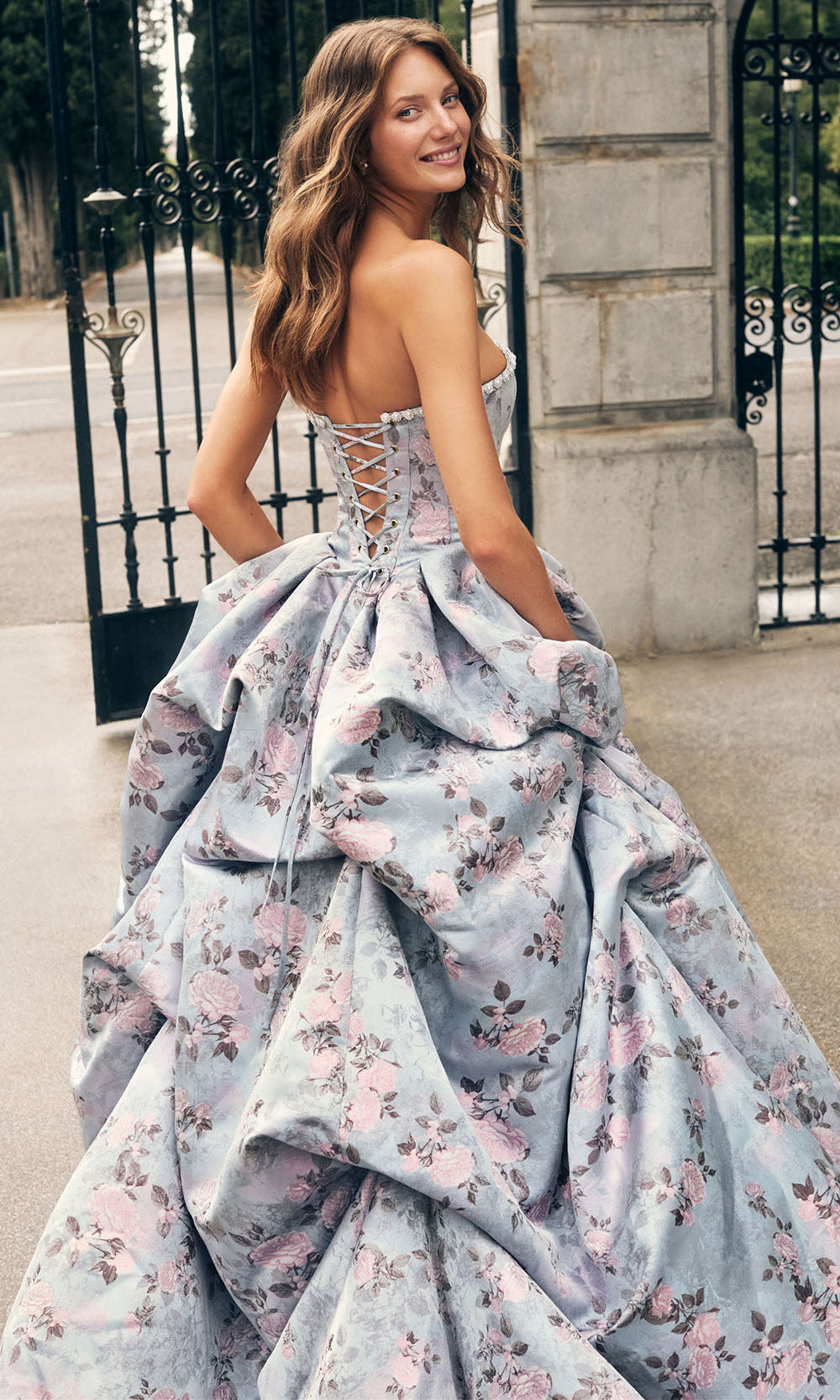Alyce Paris 62039 - Ruched Floral Ballgown with Lace Up Back Prom Dresses