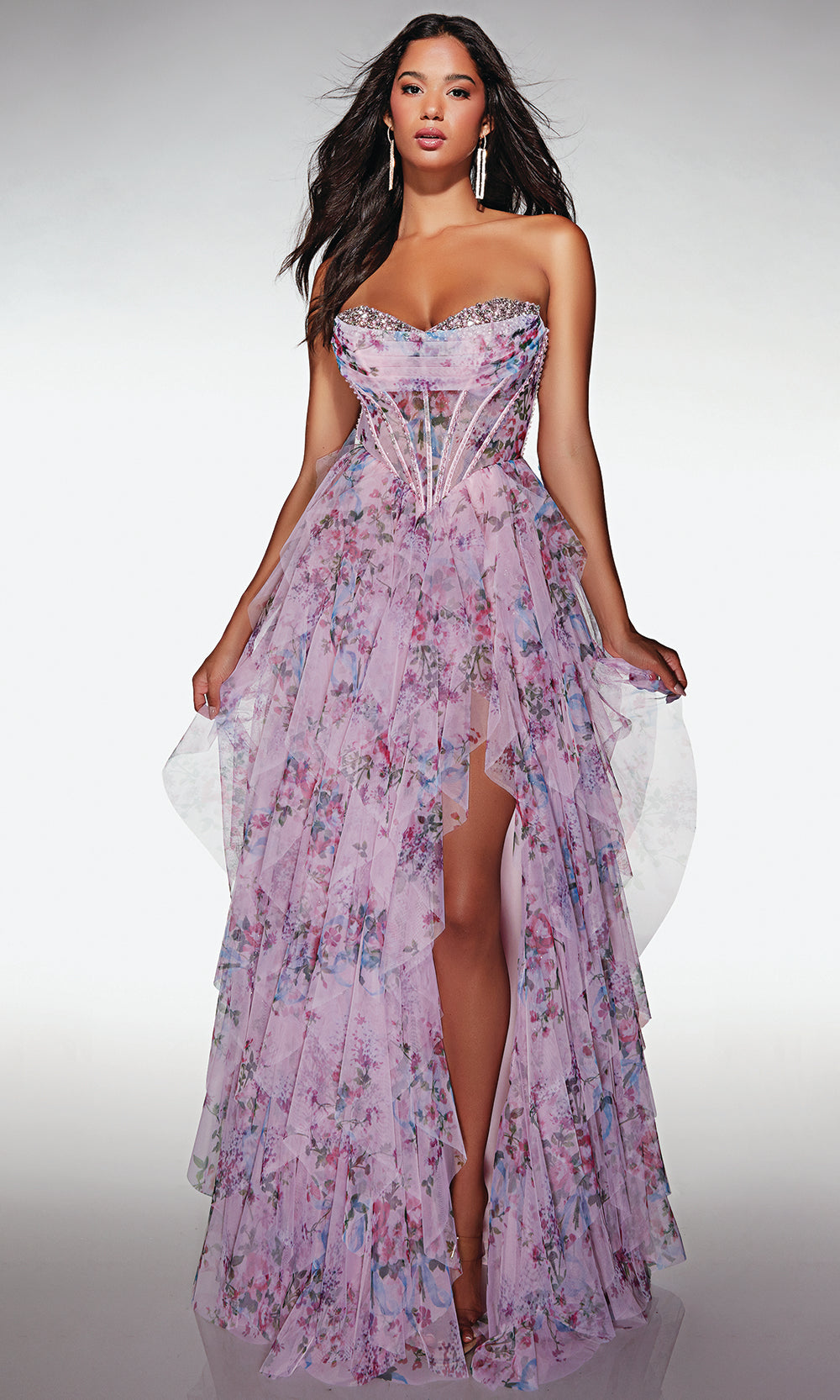 Alyce Paris 62041 - Ruffled Strapless Gown with Lace Up Back Prom Dresses