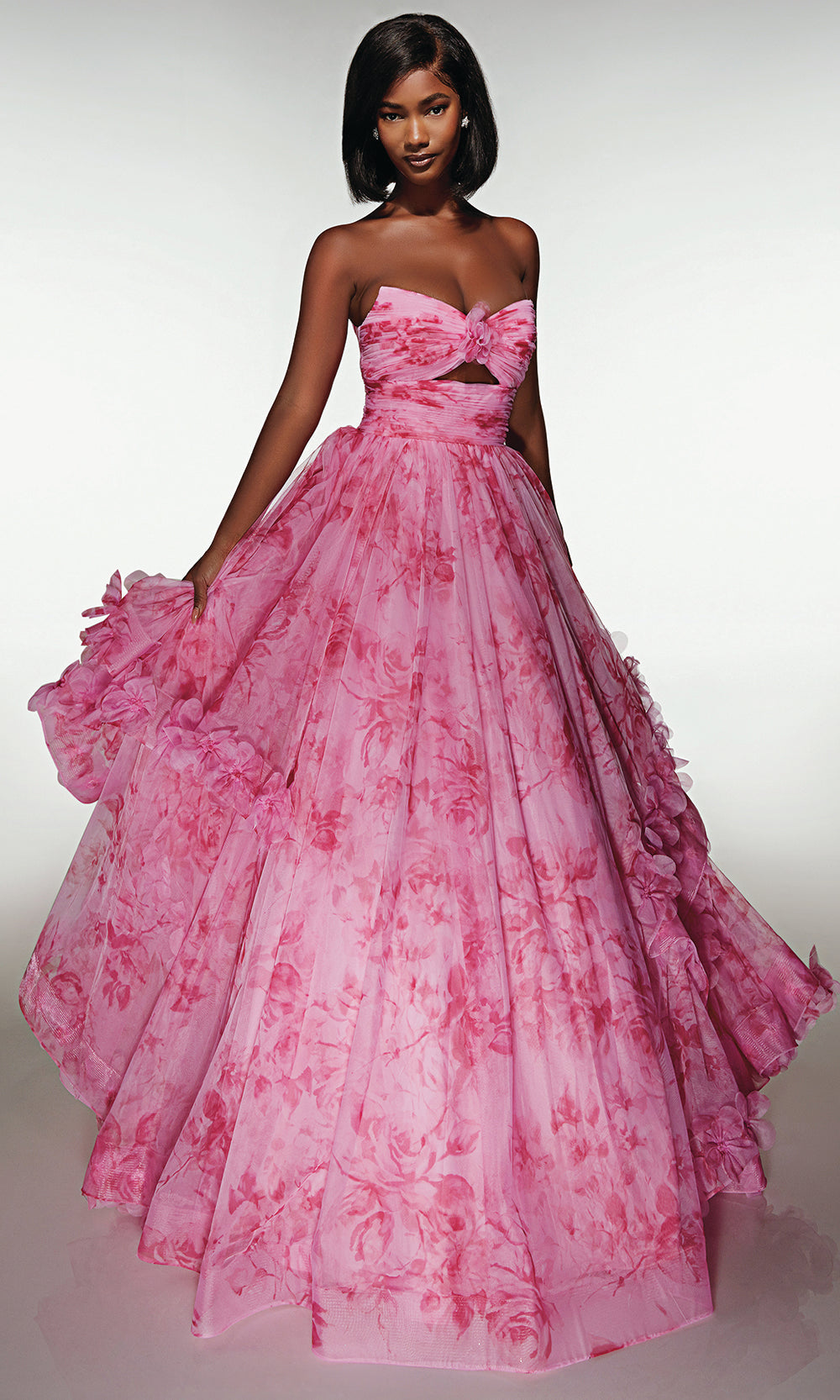 Alyce Paris 62042 - Strapless Ruched Floral Evening Dress Prom Dresses