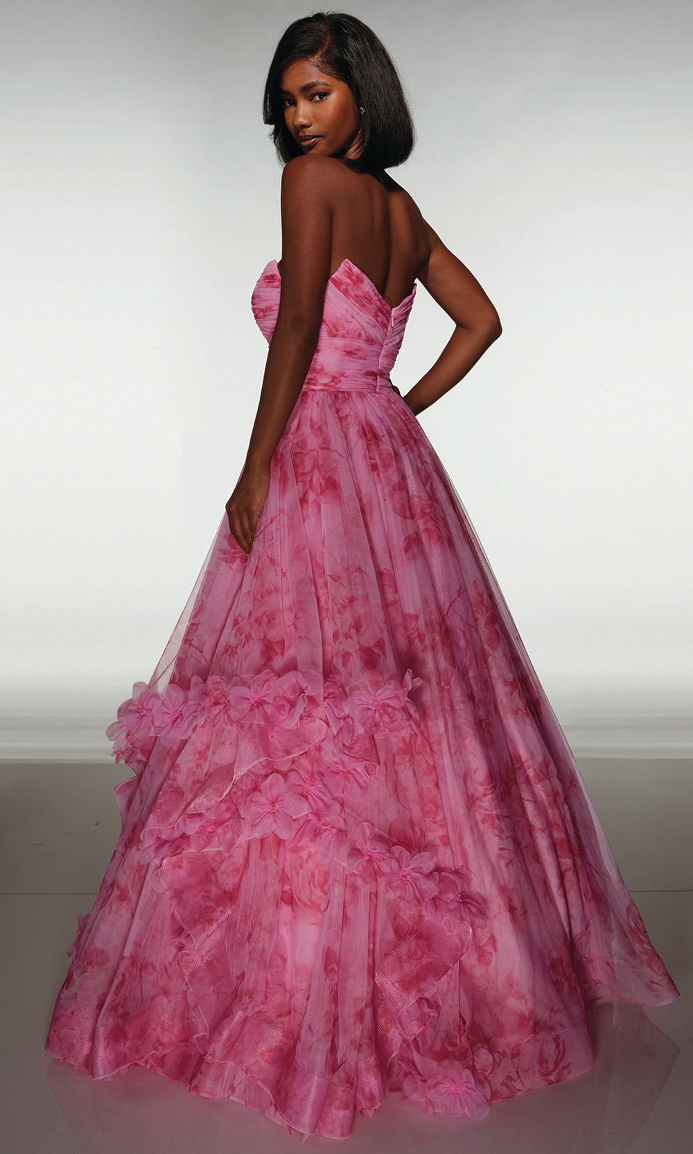 Alyce Paris 62042 - Strapless Ruched Floral Evening Dress Prom Dresses